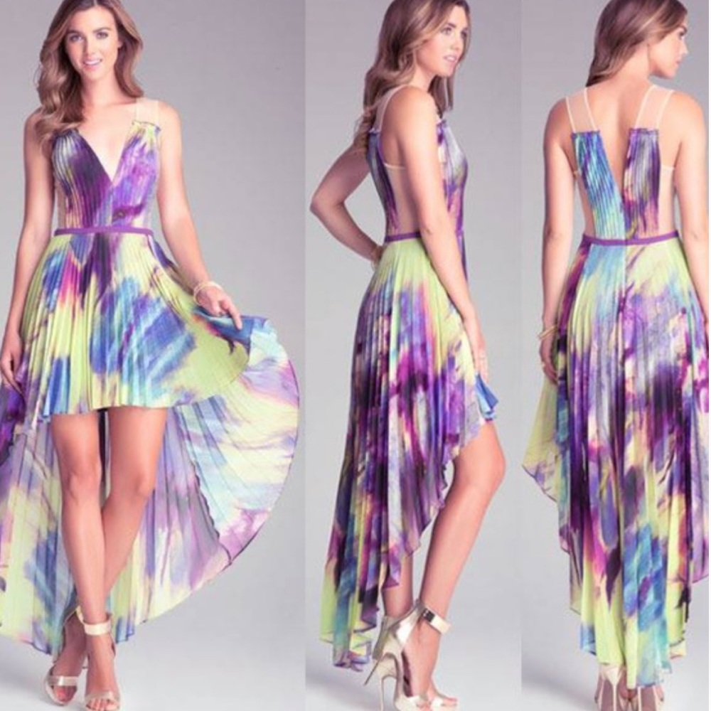 Bebe Sleeveless Pleated High Low Dress Size 10